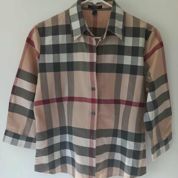 Burberry House Check 3/4 Sleeve Button-up Shirt - Picture 4 of 12